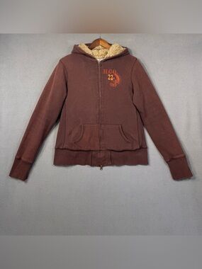 Y2K Hollister Faux Fur Sherpa Jacket in Chocolate Brown with HCO Logo